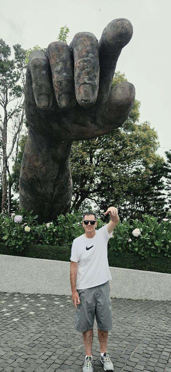 Giant stone fist sculpture at Ba Na Hills