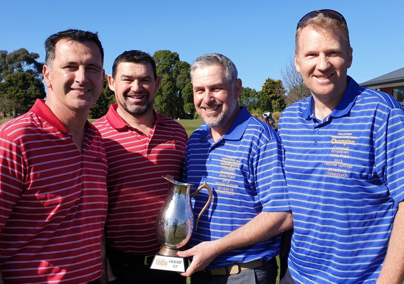Gold Corp crew with the Gold Corp Cup trophy