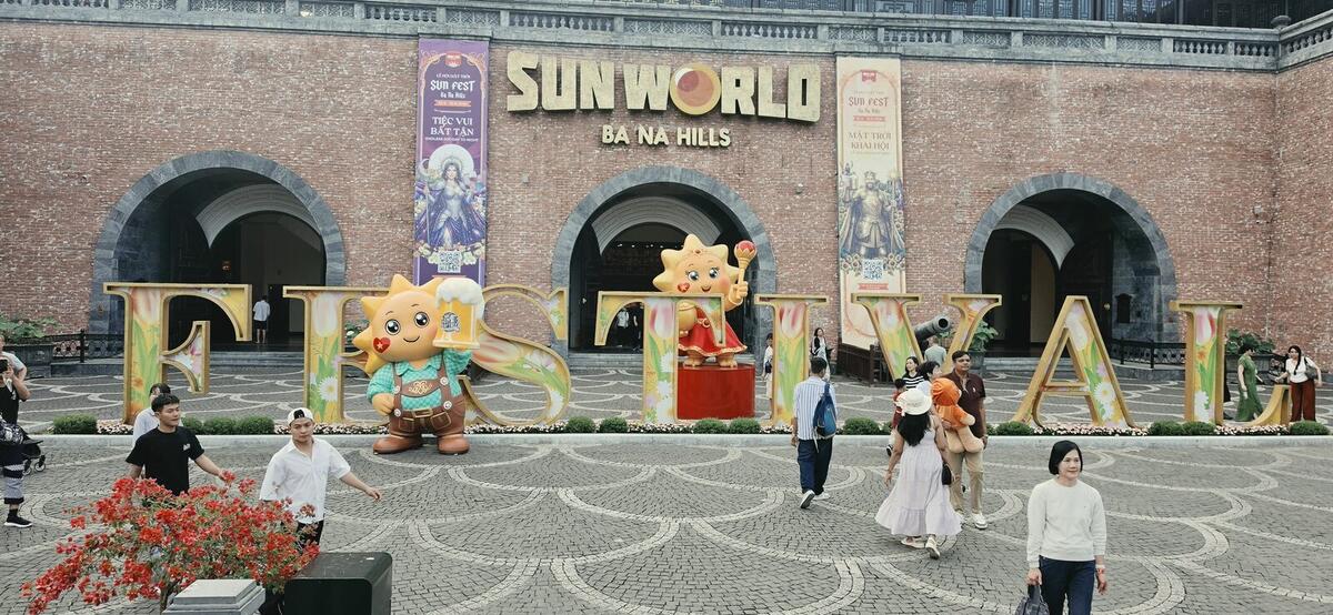 Sun World Ba Na Hills entrance with Sun Fest festival decorations